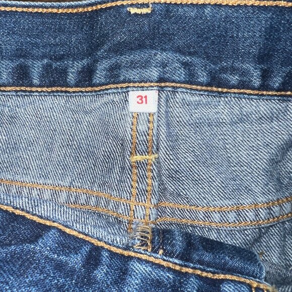 Levis Denim Mini Skirt Distressed Frayed Hem Blue Jean Casual Womens Size 31 - Picture 7 of 10